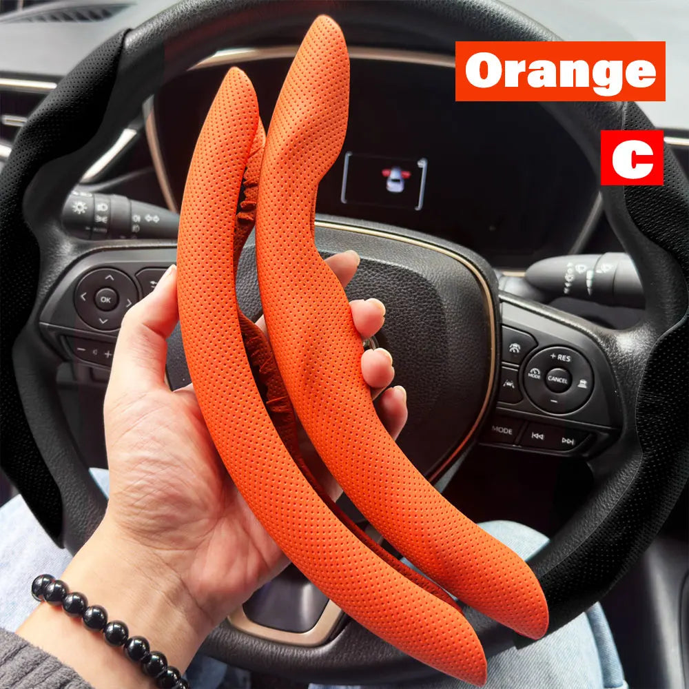 2PCS Car Steering Wheel Cover Warm Winter 38cm Round Steery Wheel Universa Glossy Laser Carbon Fiber Auto Interior Accessories