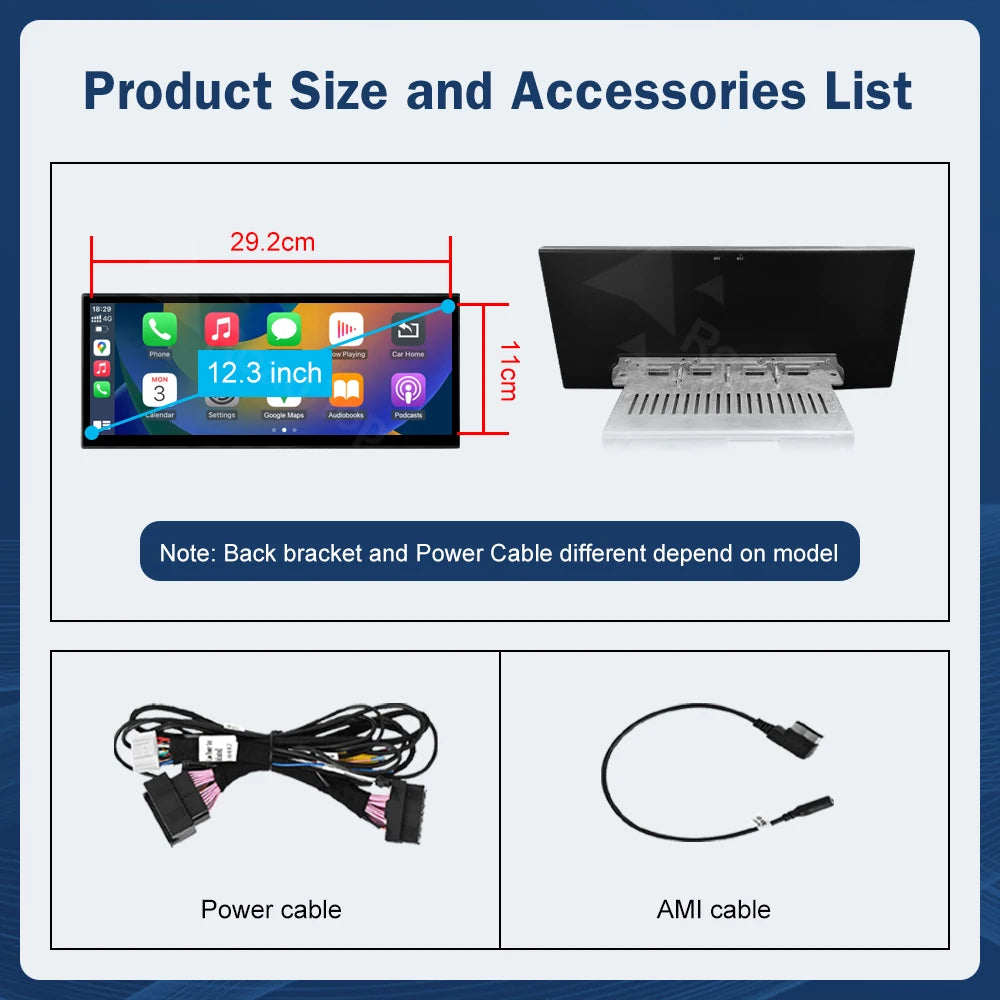 12.3 inch Touch Screen Multimedia Display For Audi A3 2014-2019 Airplay Miracast Function Wireless Carplay Android Auto
