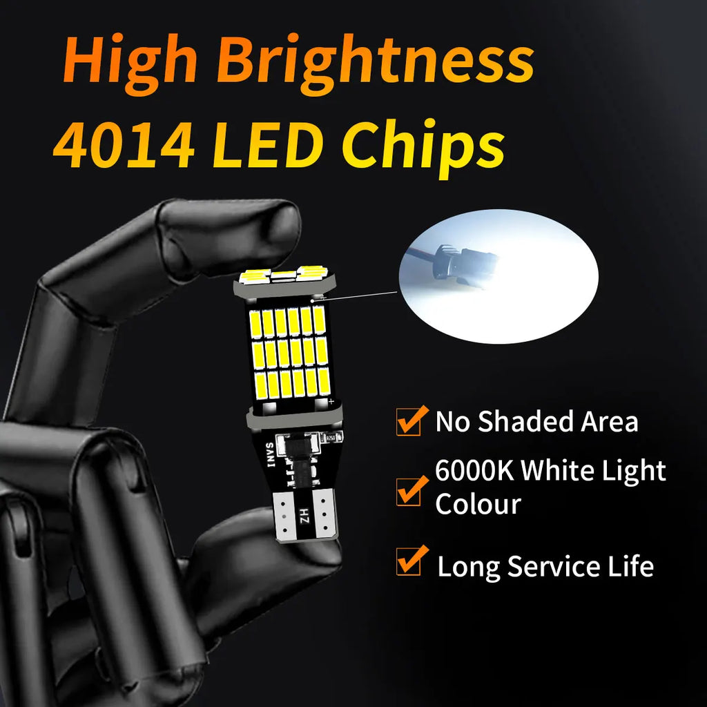 10PCS T15 W16W 921 912 T16 T10 902 LED Bulbs High Power 45pcs 4014SMD Super Bright 1200LM Replace for Car Reversing Light White