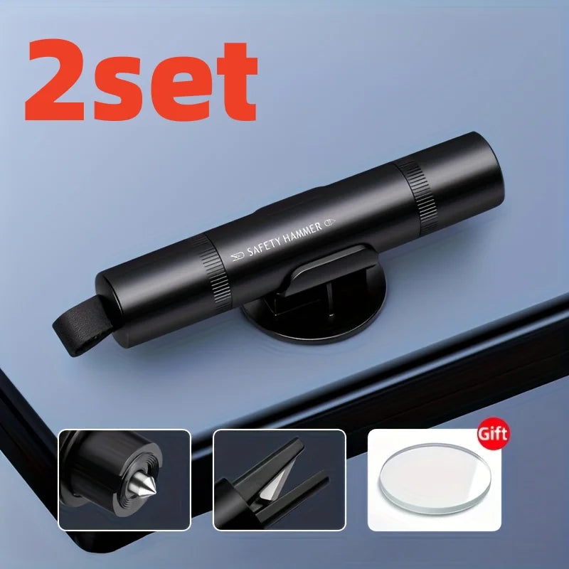 1/2 Set of Two Color Options to Choose From: Car Safety Hammer with Window Breaker and Seatbelt Cutter, Emergency Escape Tool, Portable Multifunctional Safety Hammer, Emergency Escape Window-Breaking Gadget