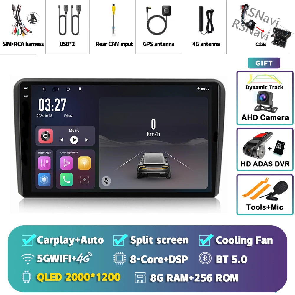 Android 16 Carplay Auto GPS Navigation Radio Multimedia Player For Audi A3 8P 2003 - 2013 2din Head Unit video Stereo Car Radio