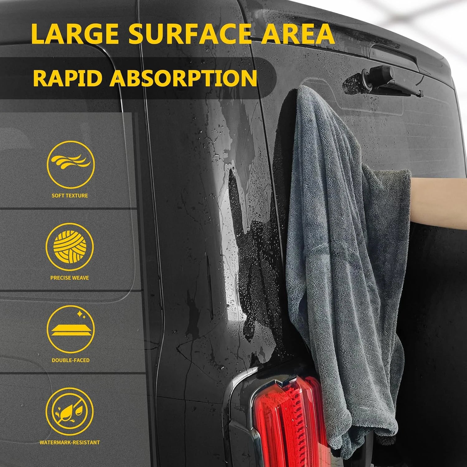 Heavy-Duty Car Towel 1200GSM Super-Absorption Microfiber Drying Cloth Ultra-Soft Scratch-Free Car Detailing Towel