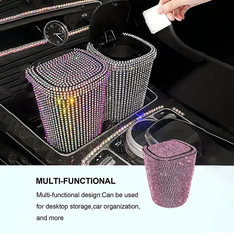 LED Crystal Car Ashtray w/Cover - Night Light, Dustproof, Heat-Resistant ABS, Compact & Stylish for Most Cars, Easy Clean Smoker