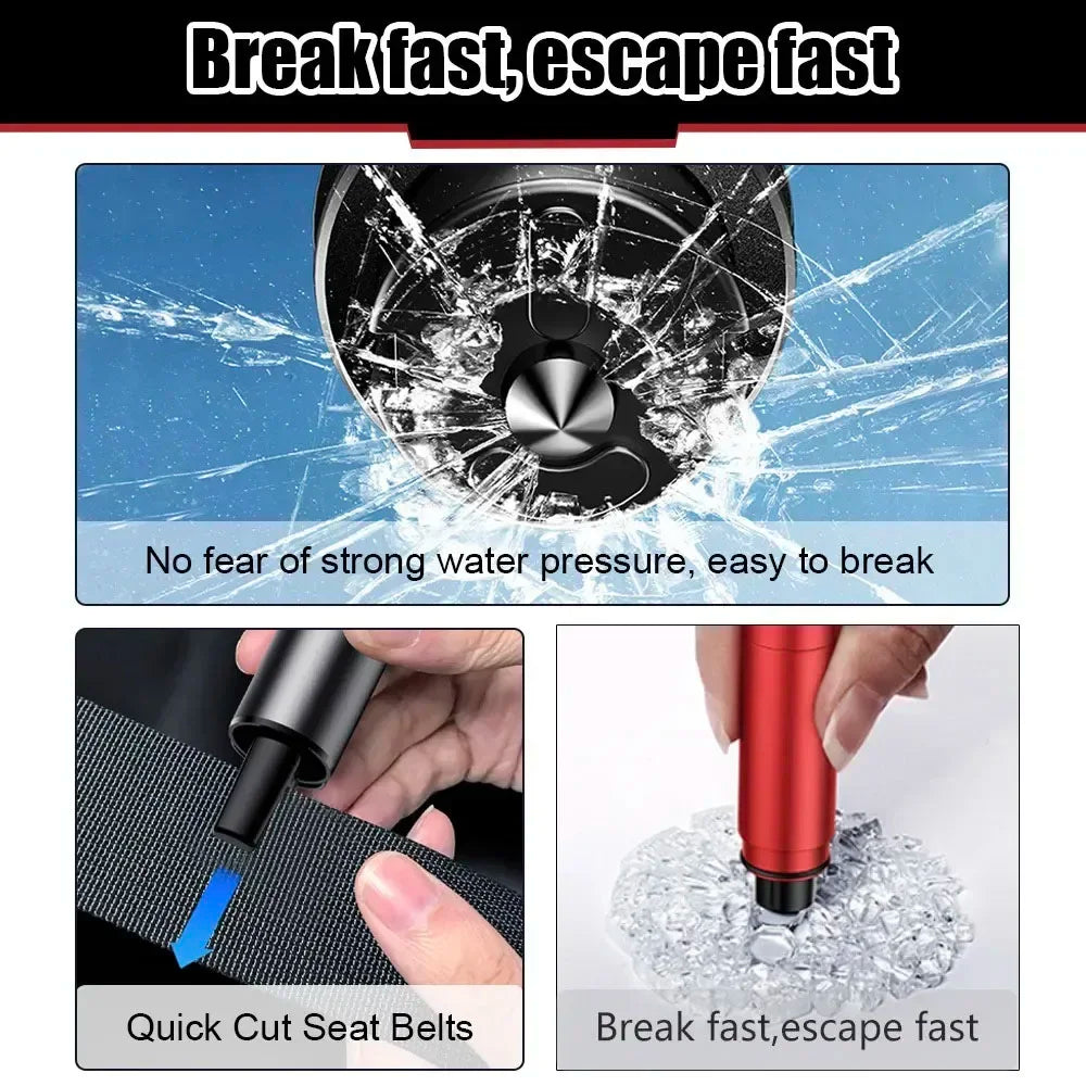 New 2 In 1 Car Safety Hammer Emergency Glass Breaker Cut The Seat Belt High Hardness Tungsten Steel Rescue Tool Auto Accessories