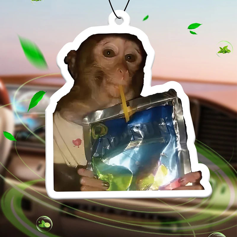 Monkey Drinking Water, Emoji, Hilton (Hotel Scent) Car Air Freshener |   Rearview Mirror Hanger & Dual-Purpose Air Vent Clip |   Natural Material Aromatherapy Tablets |   Long-Lasting Fragrance for 90 Days |   Alcohol-Free |