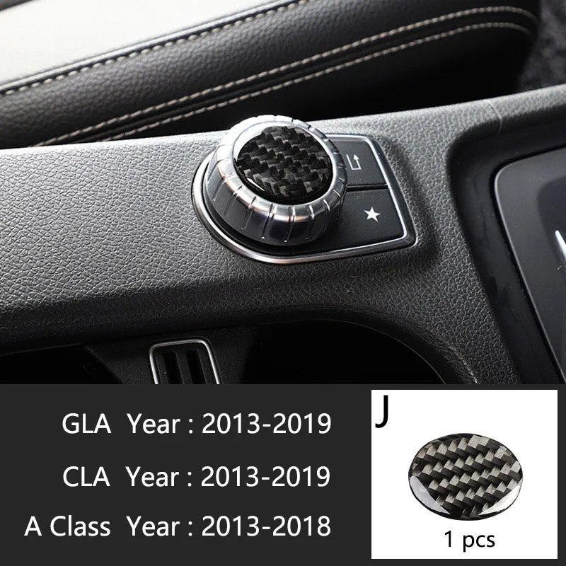 Car Styling Carbon fiber interior button panel Decoration Cover Trim Sticker frame For Mercedes Benz A Class W176 GLA X156 CLA