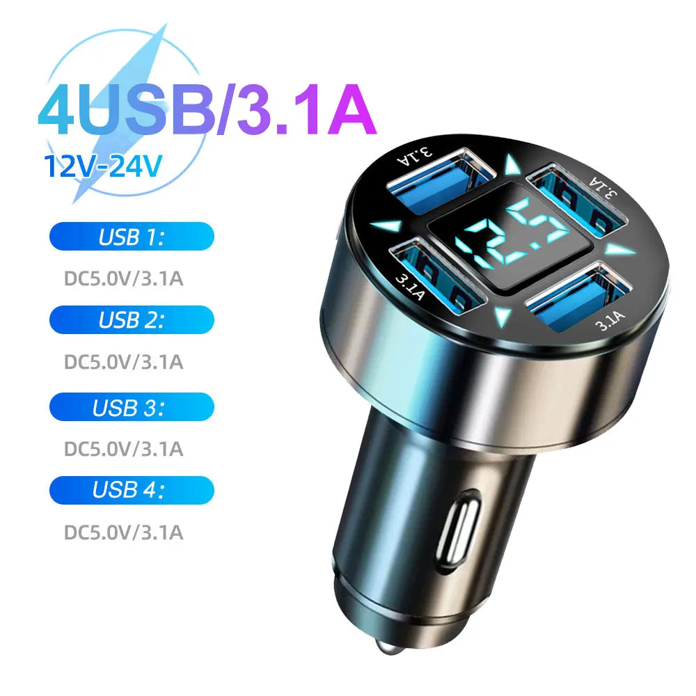 66W Car Charger USB Type C Fast Charging Mobile Phone Charger Adapter For iPhone 14 Pro Max Xiaomi Samsung Huawei Car Charger
