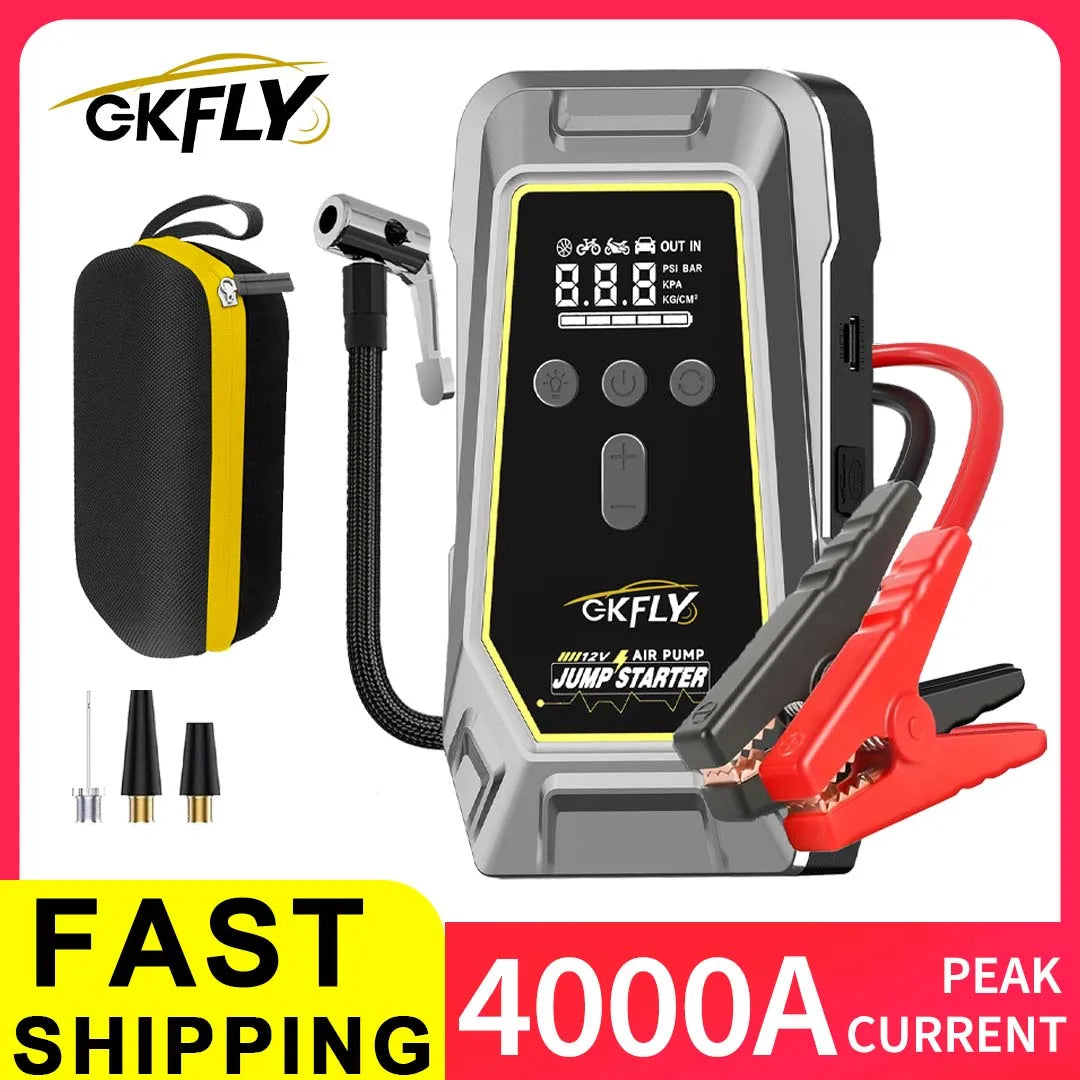 Portable 4000A Jump Starter 150PSI Air Pump Power Bank 4 In 1 Air Compressor Cars Battery Starters Starting Auto Tyre Inflator