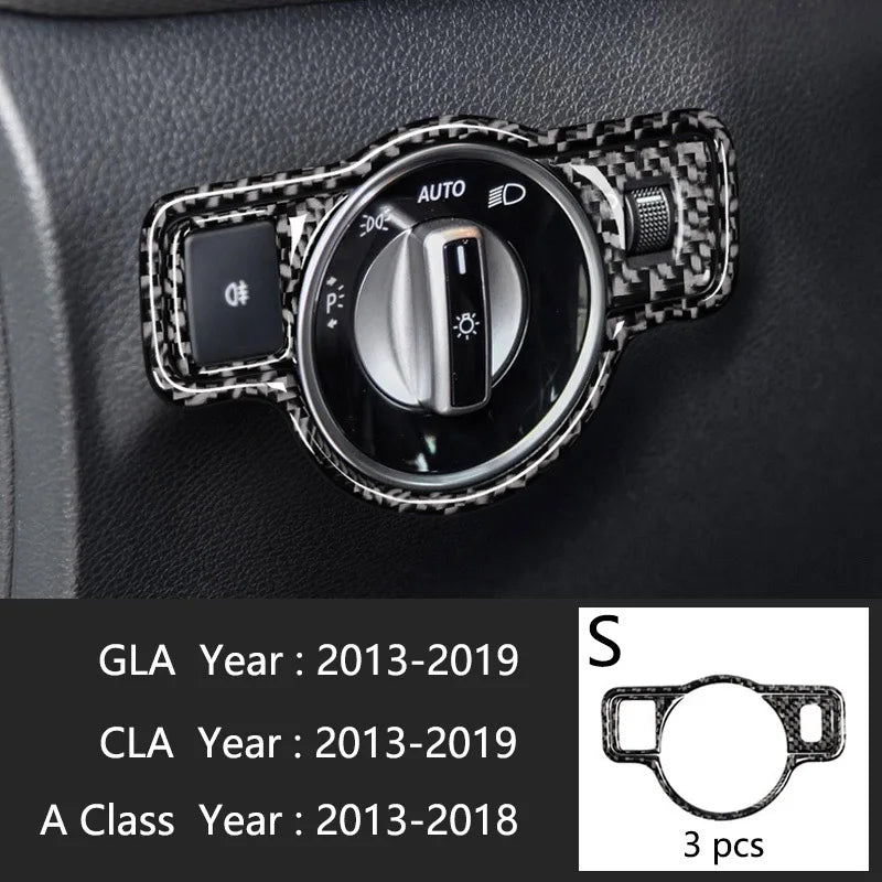 Car Styling Carbon fiber interior button panel Decoration Cover Trim Sticker frame For Mercedes Benz A Class W176 GLA X156 CLA
