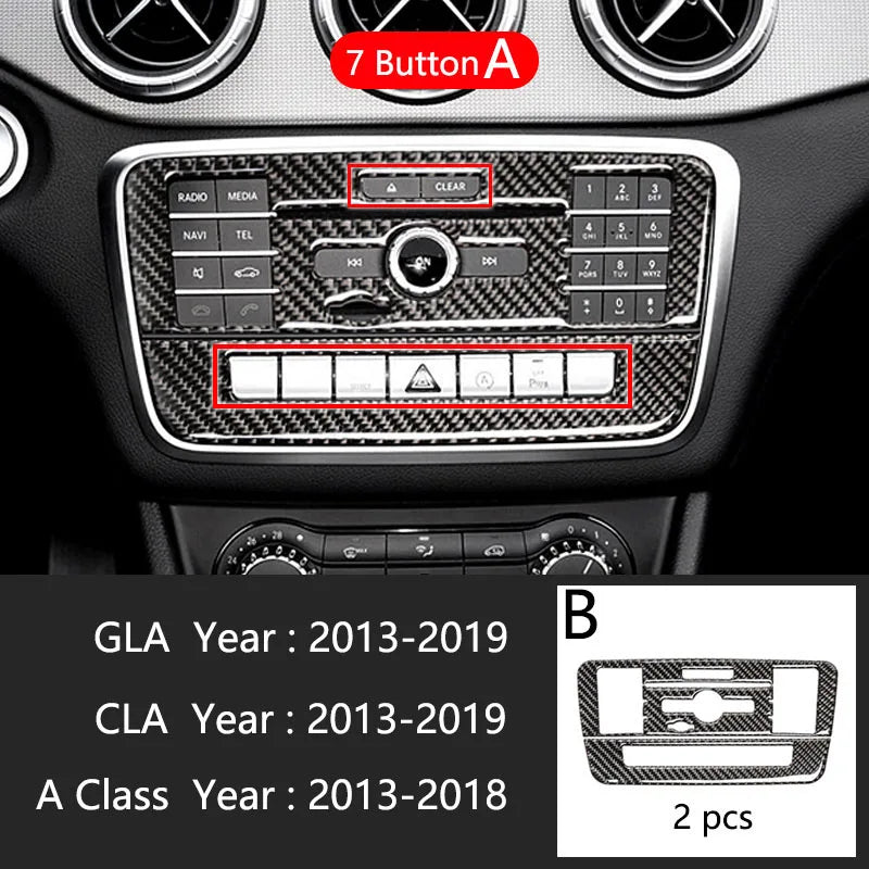 Car Styling Carbon fiber interior button panel Decoration Cover Trim Sticker frame For Mercedes Benz A Class W176 GLA X156 CLA
