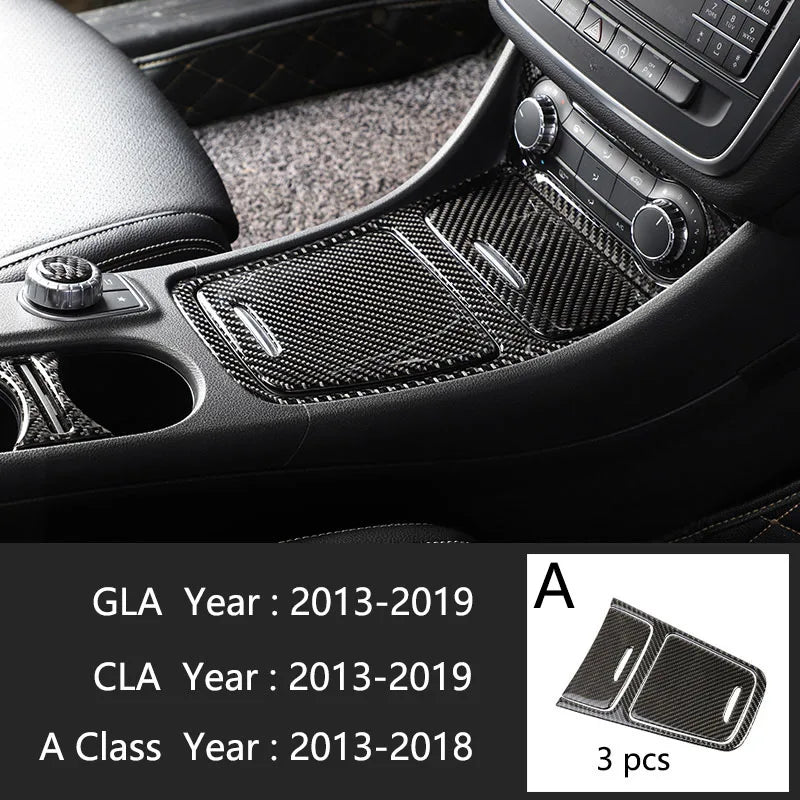Car Styling Carbon fiber interior button panel Decoration Cover Trim Sticker frame For Mercedes Benz A Class W176 GLA X156 CLA