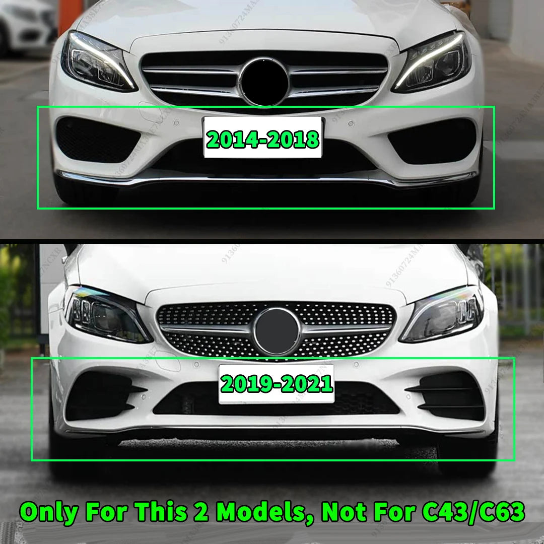 BRABOS Style For Mercedes Benz C W205 2014-2022 Guard Carbon Fiber Look Front Bumper Lip Chin Like C180 C200 C260 C300 Tuning