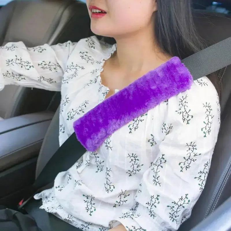 2pcs Soft Car Seatbelt Cover Sheepskin Seat Belt Pillow Pad Seat belt Safety Strap Cover Shoulder Pads For Bag Car Accessories