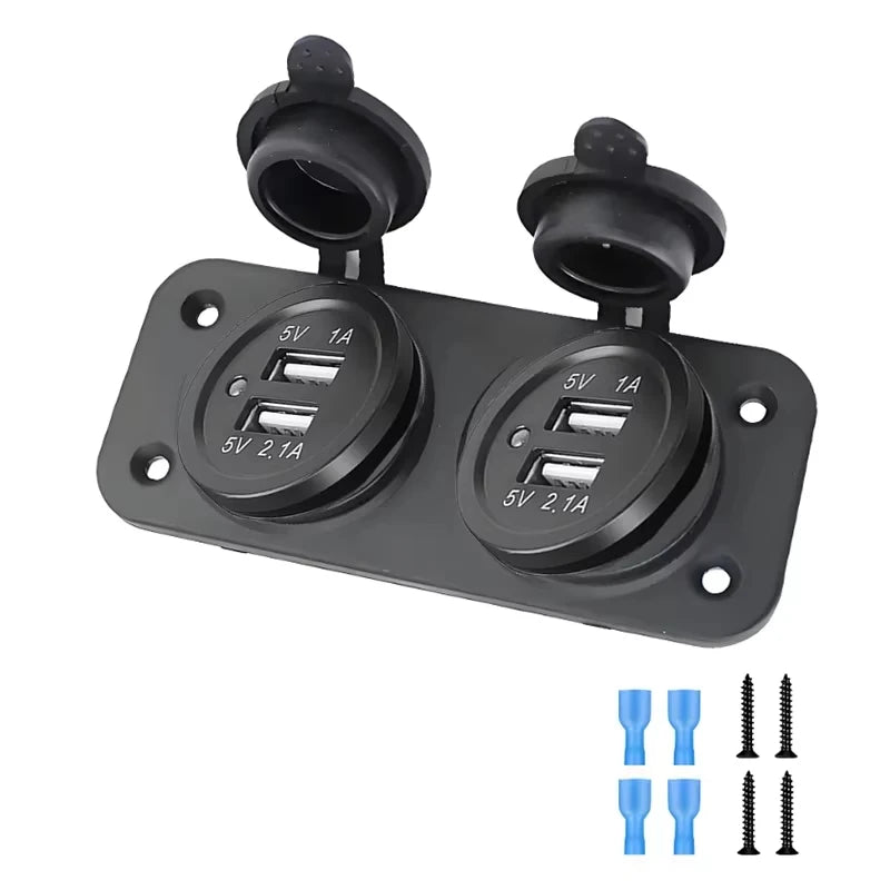 Dual USB Car Cigarette Lighter Socket Splitter 12V Charger Power Adapter Outlet Accessories for Auto Boat Motorcycle Marine RV