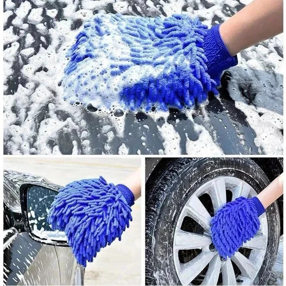 Car Wash Gloves Chenille Coral Fleece Gloves Washing Wiper Car Cleaning Towel Auto Dust Washer Mitt Car Cleaning Accessories