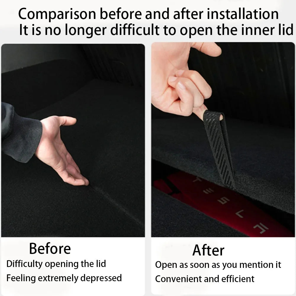 For Tesla Model Y Rear Trunk Rope DrawString Open Tail Box Cover Handle Pull Strap Car Organizer Accessories Mat Protection Pad