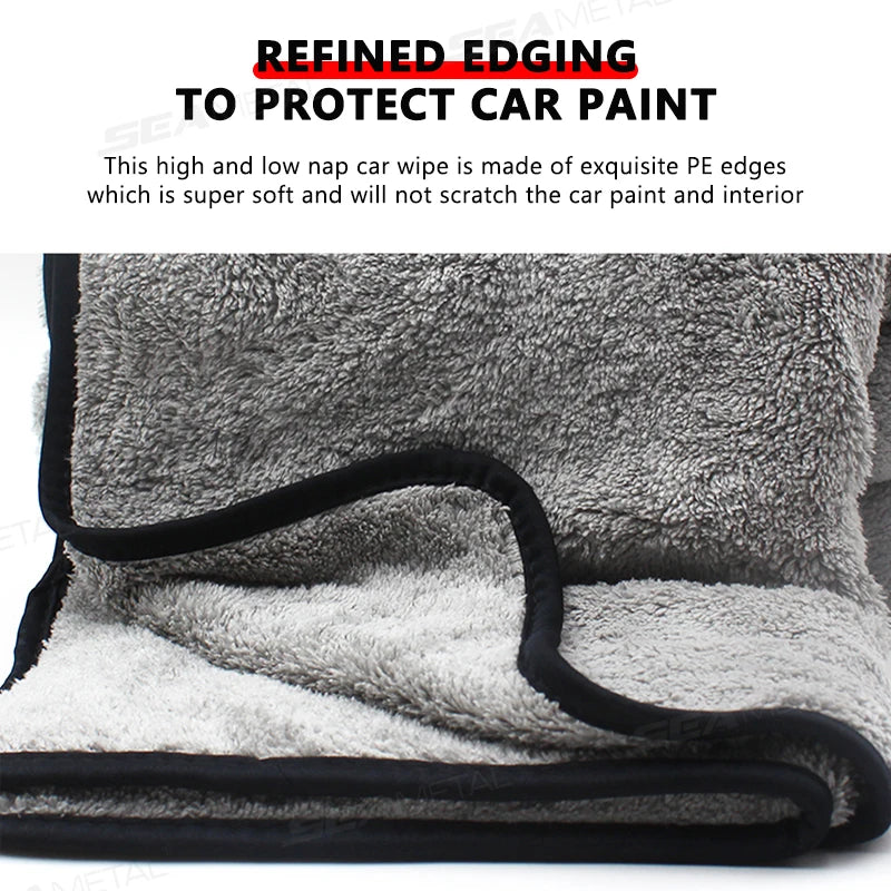 SEAMETAL Thicken Large Car Wash Towel 120X50CM High-Absorbent Drying Cloth Ultra Soft Scratch Free Cleaning Towel Car Detailing
