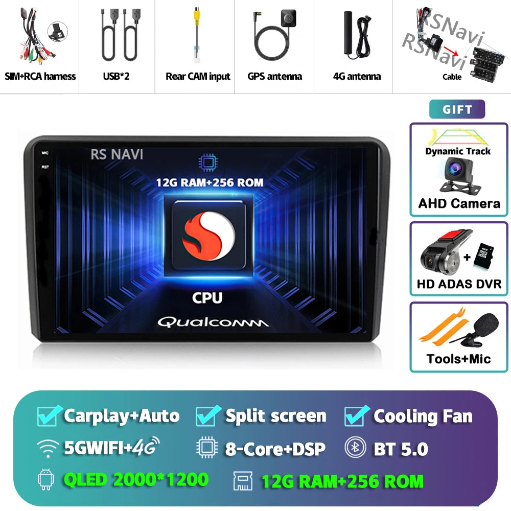 Android 16 Carplay Auto GPS Navigation Radio Multimedia Player For Audi A3 8P 2003 - 2013 2din Head Unit video Stereo Car Radio