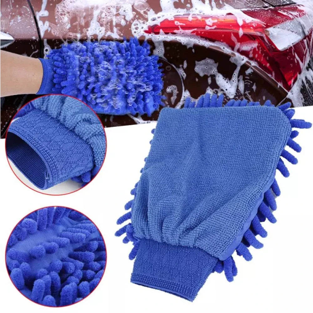 Car Wash Gloves Chenille Coral Fleece Gloves Washing Wiper Car Cleaning Towel Auto Dust Washer Mitt Car Cleaning Accessories