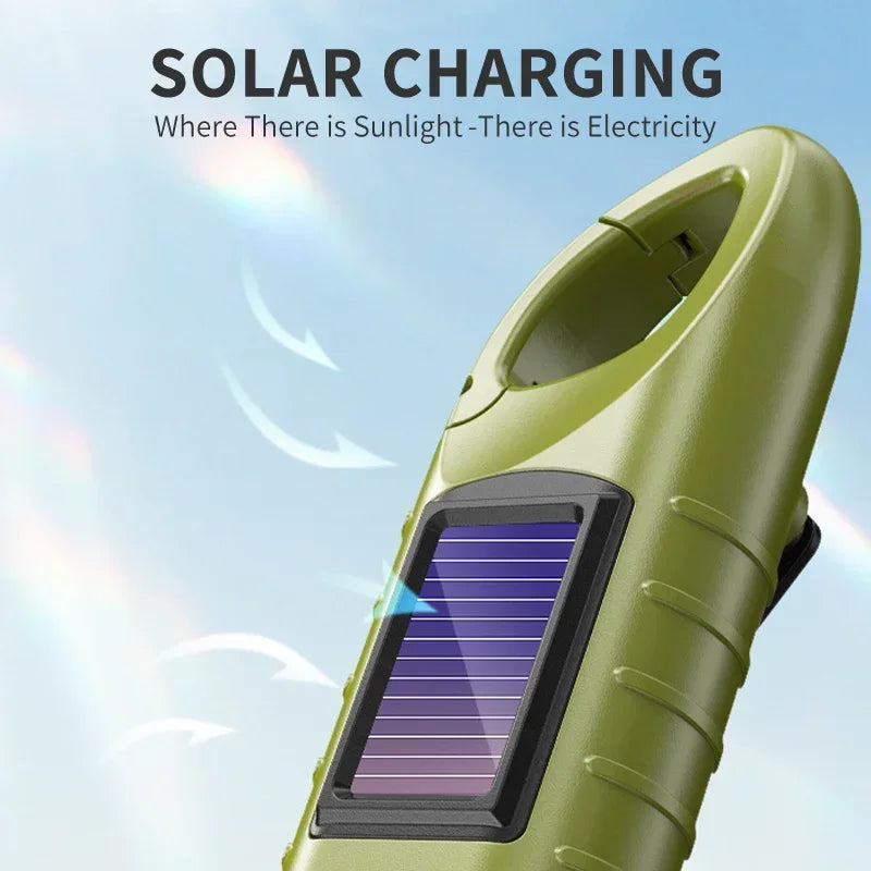 Outdoor LED Hand Pressing Dynamo Solar Crank Power Flashlight Torch Light Hand Press Crank Camping Lamp Light for Outdoor Home