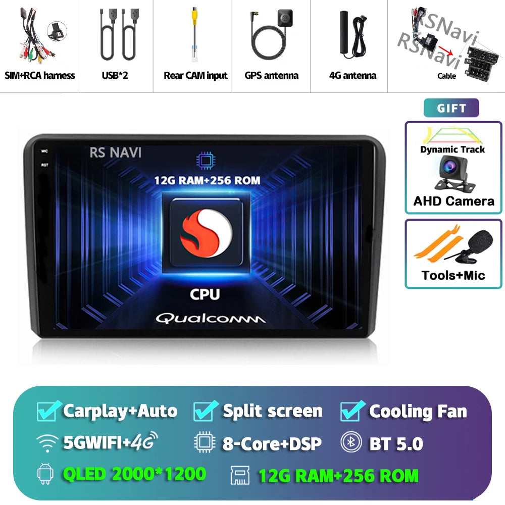 Android 16 Carplay Auto GPS Navigation Radio Multimedia Player For Audi A3 8P 2003 - 2013 2din Head Unit video Stereo Car Radio
