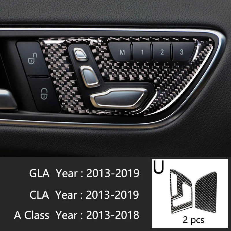 Car Styling Carbon fiber interior button panel Decoration Cover Trim Sticker frame For Mercedes Benz A Class W176 GLA X156 CLA