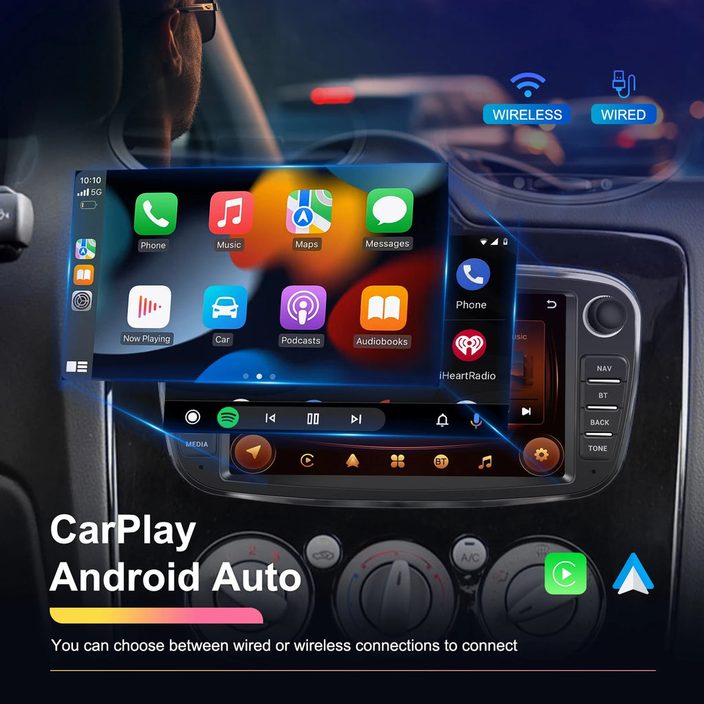 Podofo 7 ''Android Multimedia Player for Ford Focus Mondeo C-MAX S-MAX Galaxy II Kuga GPS Navigation 2 + 64G Carplay Android Auto