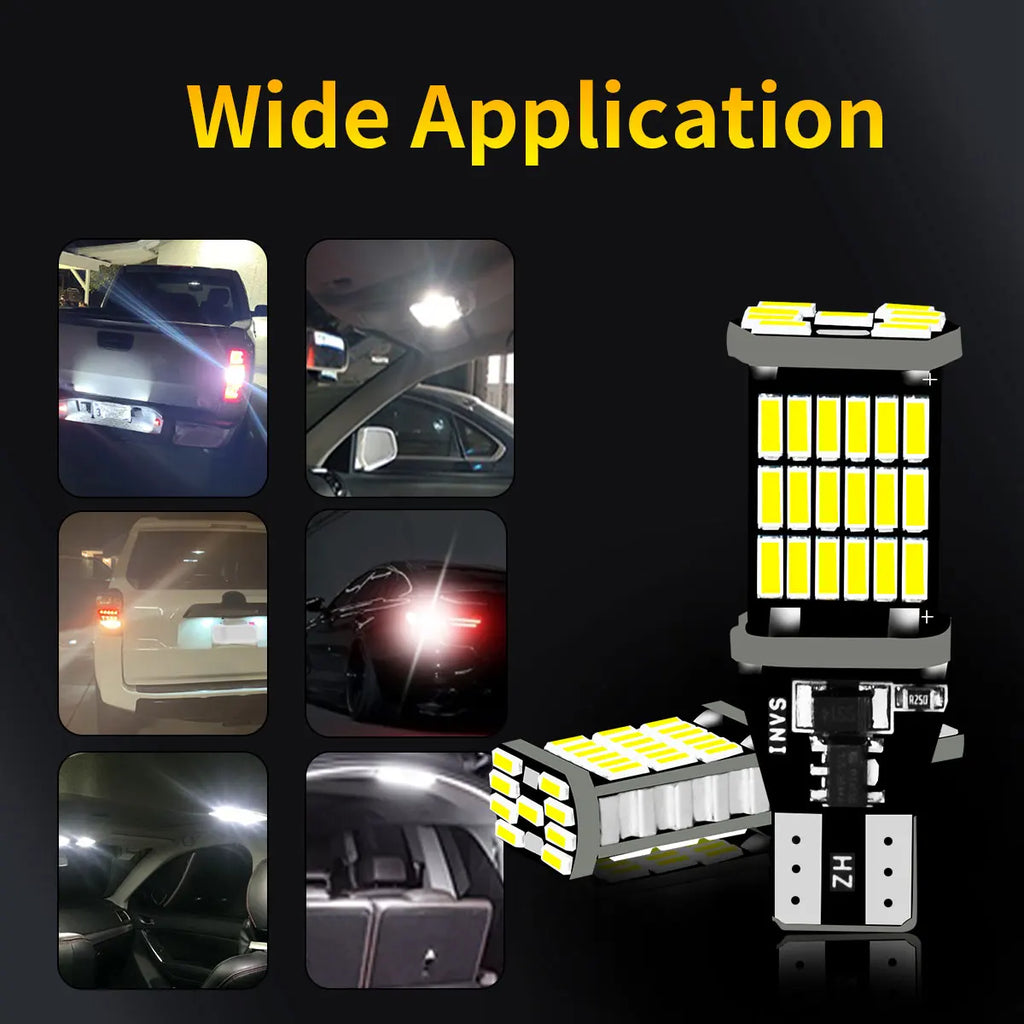 10PCS T15 W16W 921 912 T16 T10 902 LED Bulbs High Power 45pcs 4014SMD Super Bright 1200LM Replace for Car Reversing Light White