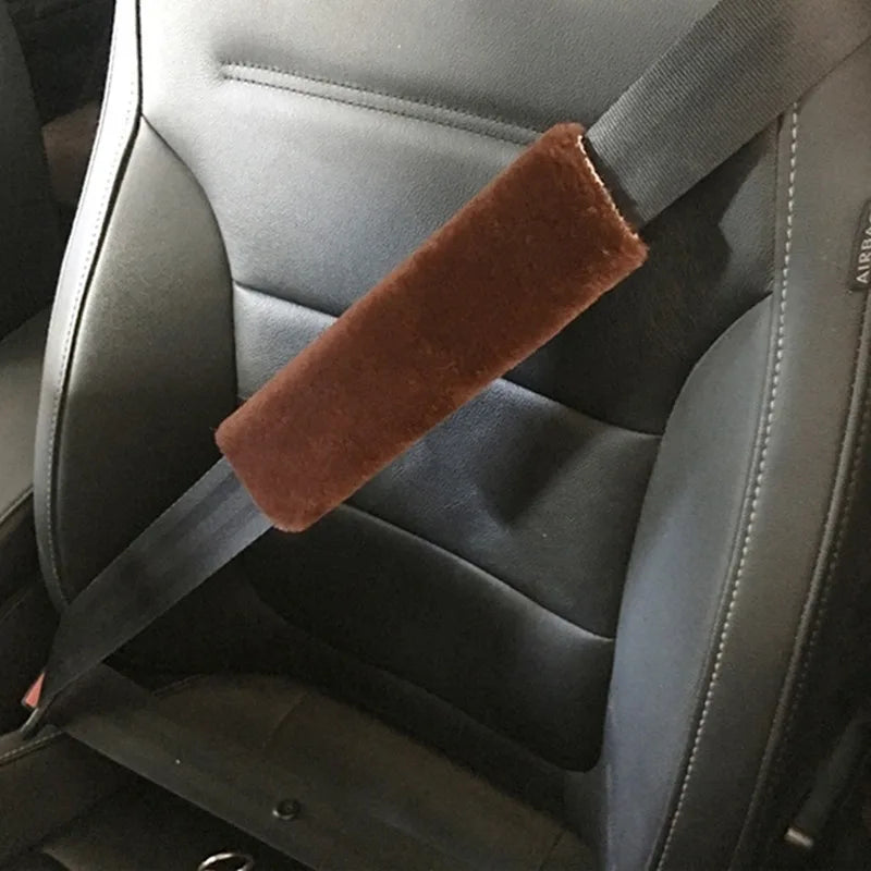 2pcs Soft Car Seatbelt Cover Sheepskin Seat Belt Pillow Pad Seat belt Safety Strap Cover Shoulder Pads For Bag Car Accessories