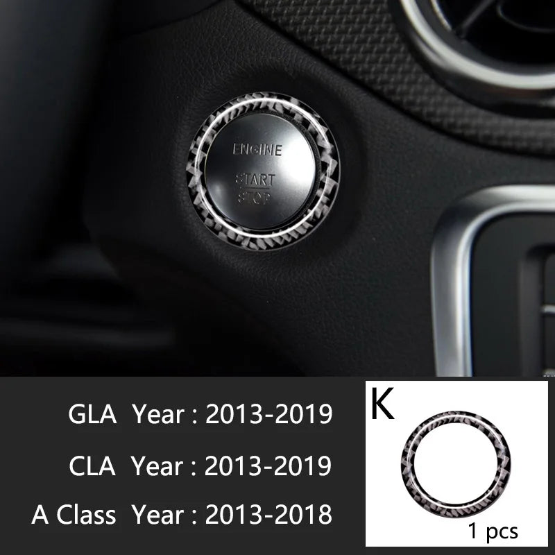 Car Styling Carbon fiber interior button panel Decoration Cover Trim Sticker frame For Mercedes Benz A Class W176 GLA X156 CLA
