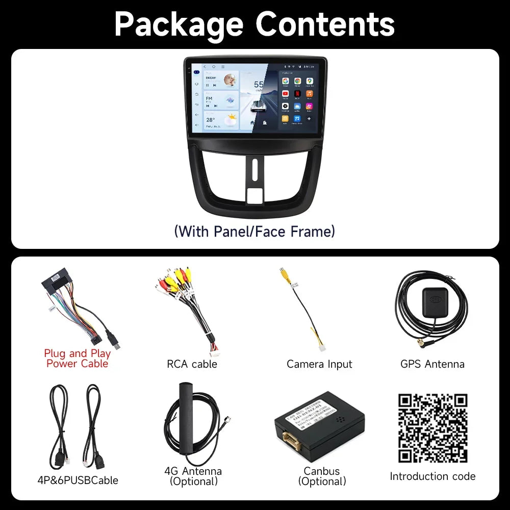 JIUYIN Wireless CarPlay Autoradio for PEUGEOT 207 207CC 2006-2015 Car Radio Multimedia Player Android 13 Auto Stereo GPS
