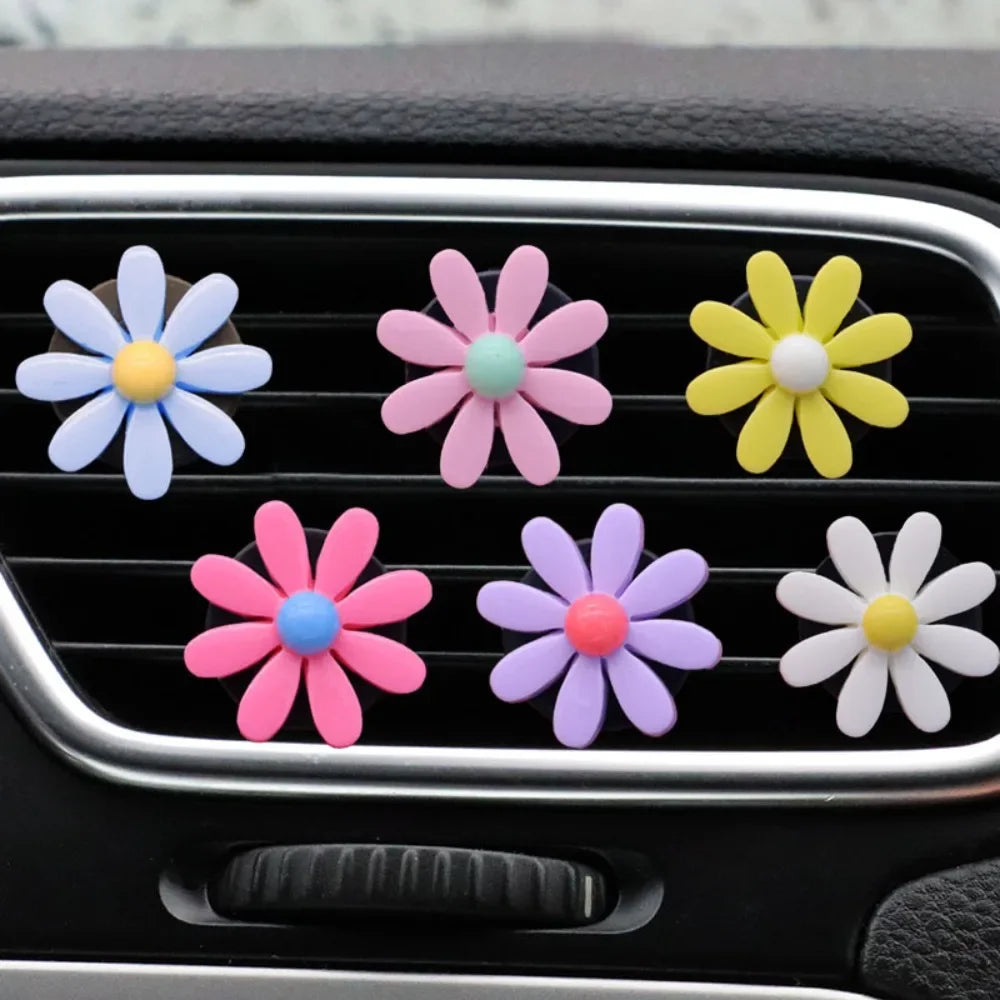 Cute Car Perfume Clip Flower Air Outlet Car Air Freshener Peach Blossom Aroma Diffuser Car Decoration Accessories Fresh Air