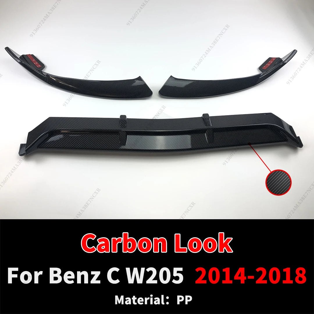 BRABOS Style For Mercedes Benz C W205 2014-2022 Guard Carbon Fiber Look Front Bumper Lip Chin Like C180 C200 C260 C300 Tuning