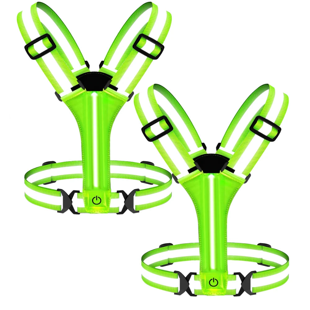 Adjustable Reflective Security Vests Safety High Visibility Rechargeable Running Cloth For Outdoor Night Runners Cycling Sports