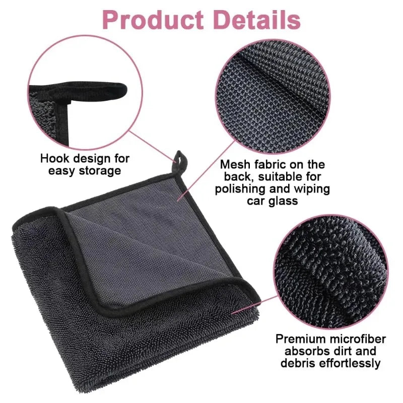 40x60CM/60x90CM Microfiber TowelsUltra-Thick Car Washing Towel Auto Extra Soft Rag Car Care Cleaning Drying Cloth New 2025