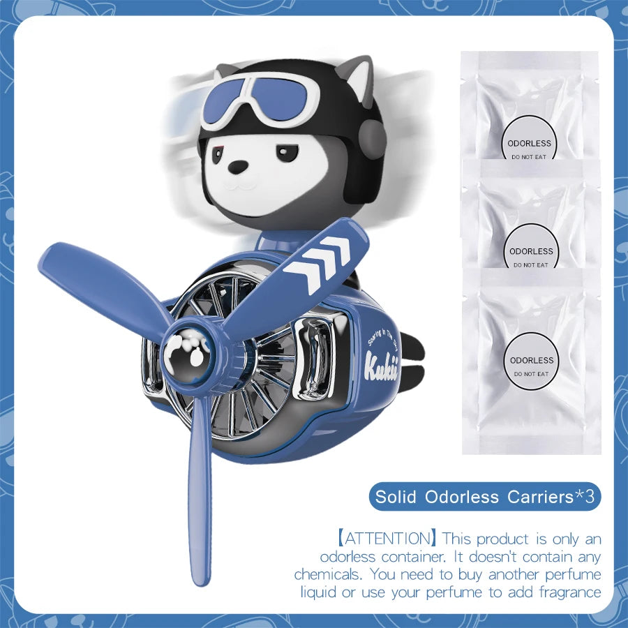 No perfume DIY fragrance bulldog pilot head shake rotate plane car air fresheners accessories decor ornaments aroma diffuser men