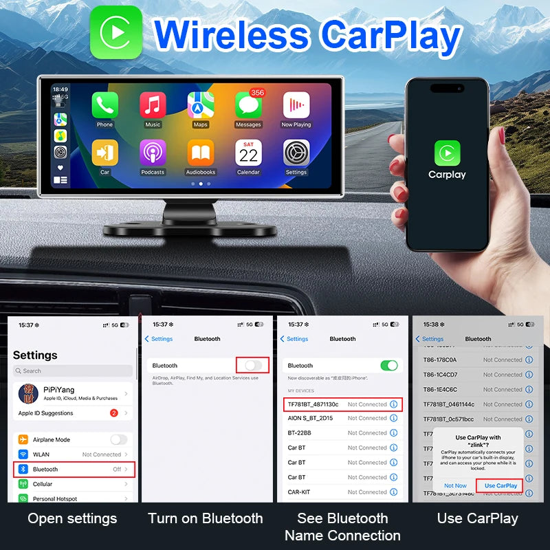 11.26 inch Car Intelligent Systems Multimedia Video Player Portable Car Radio Wireless CarPlay Android Auto Screen Accessories