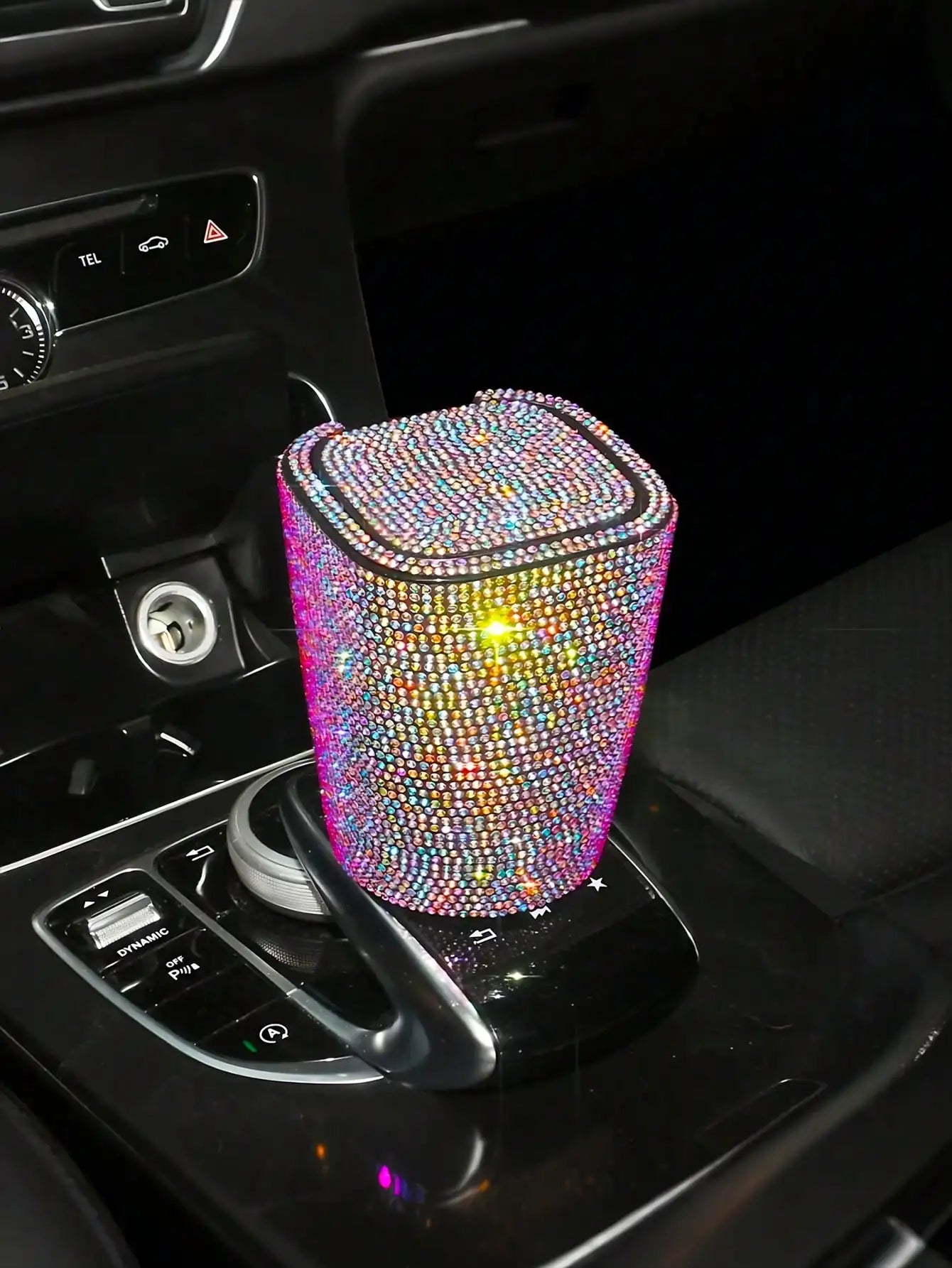 LED Crystal Car Ashtray w/Cover - Night Light, Dustproof, Heat-Resistant ABS, Compact & Stylish for Most Cars, Easy Clean Smoker