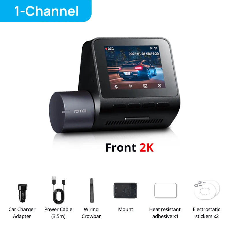 New 70mai Dash Cam A410 1440P 2.5K Image F1.55 Dual-Channel Supported GPS Night Vision 24H Parking Upgraded Ver. of 70mai A400
