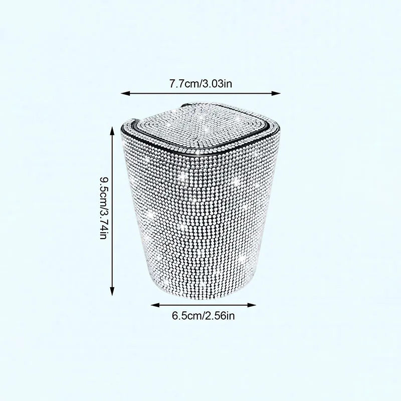 LED Crystal Car Ashtray w/Cover - Night Light, Dustproof, Heat-Resistant ABS, Compact & Stylish for Most Cars, Easy Clean Smoker