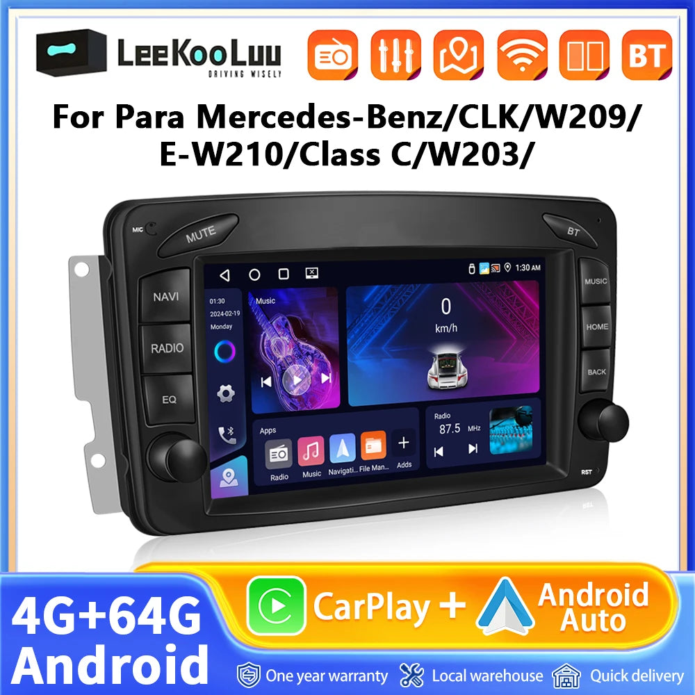 LeeKooLuu 4G Ram Android Car Radio For Mercedes Benz CLK W209 C209 W168 W203 W463 Vito Viano 1998-2006 Carplay GPS Stereo WIFI