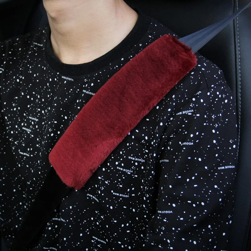 2pcs Soft Car Seatbelt Cover Sheepskin Seat Belt Pillow Pad Seat belt Safety Strap Cover Shoulder Pads For Bag Car Accessories
