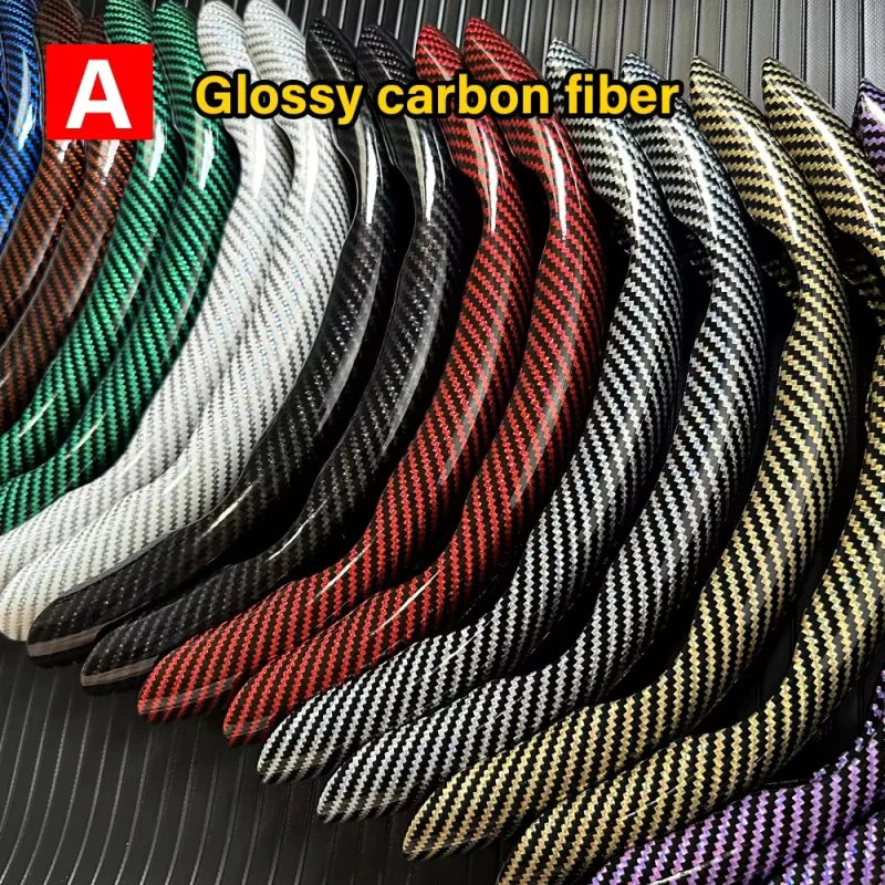 2/3PCS Laser Carbon Fiber Silicone Car Steering Wheel Cover 1K Micro Fiber Leather PVC Wheel Booster Cover Non-Slip Universal