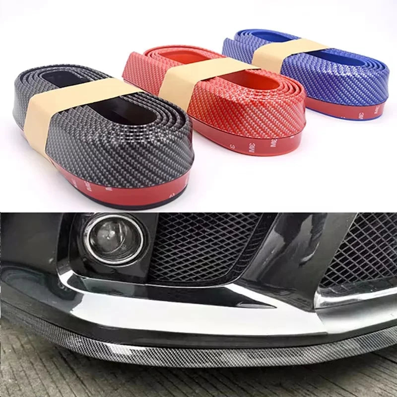 Universal Car Front Bumpers Anti Collision Strips Carbon Fiber Rubber Strip Car Front Bumper Lip for Car Lip Skirt Protector