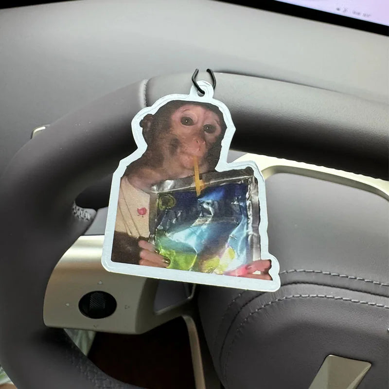 Monkey Drinking Water, Emoji, Hilton (Hotel Scent) Car Air Freshener |   Rearview Mirror Hanger & Dual-Purpose Air Vent Clip |   Natural Material Aromatherapy Tablets |   Long-Lasting Fragrance for 90 Days |   Alcohol-Free |