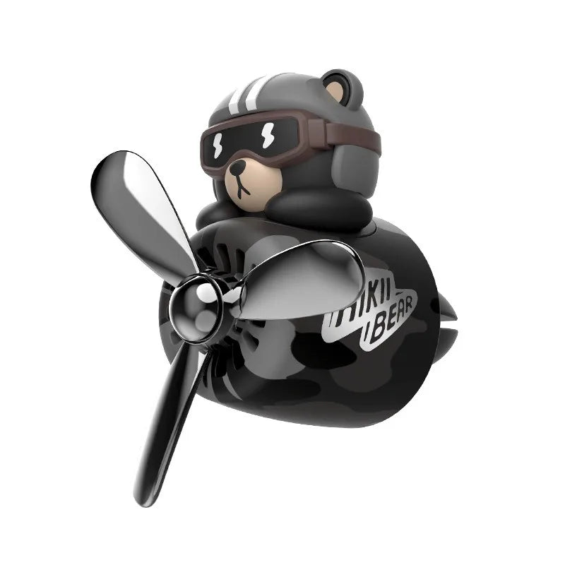 Rotating Propeller Pilot Bear Car Air Freshener - Vent Outlet Decoration & Fragrance Diffuser Ornament for Men