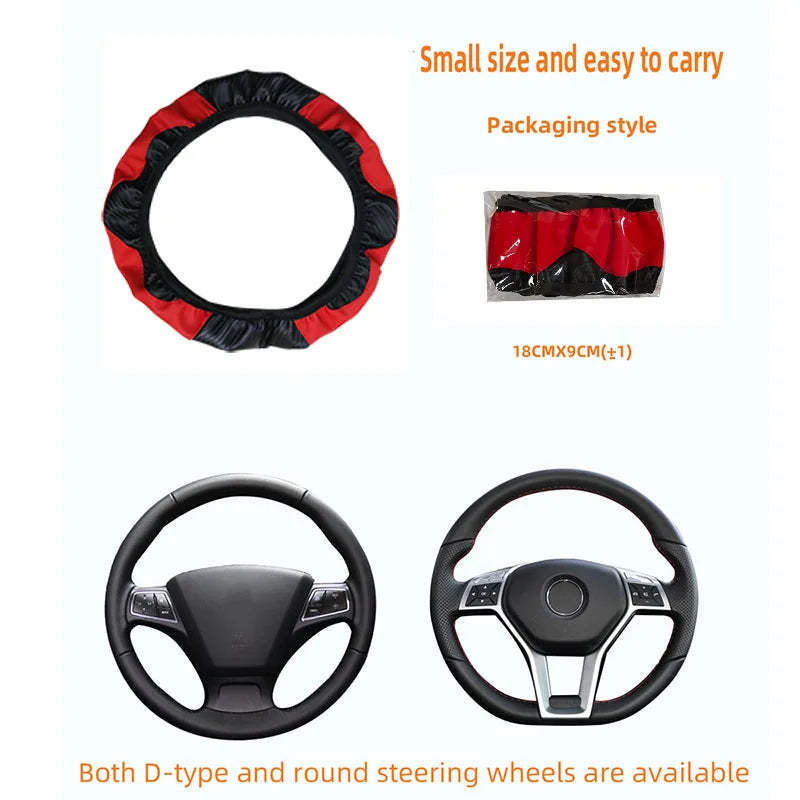 PU carbon fiber leather no inner ring car steering wheel cover is suitable for 14.5 - 15 inch car decoration items.