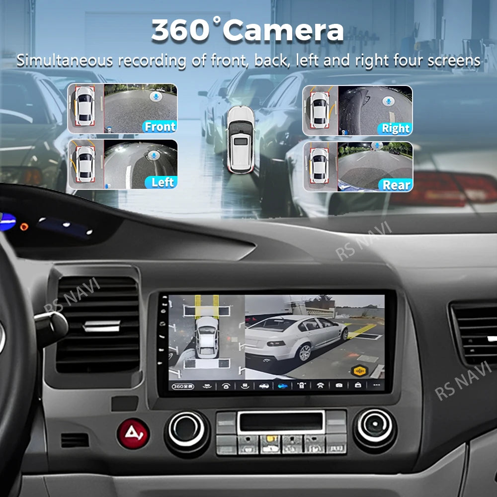 Android 16 For Honda Civic 8 FK FN FD 2005 - 2012 2K QLED Android Car Radio Multimedia Video Player GPS 4G CarPlay Stereo