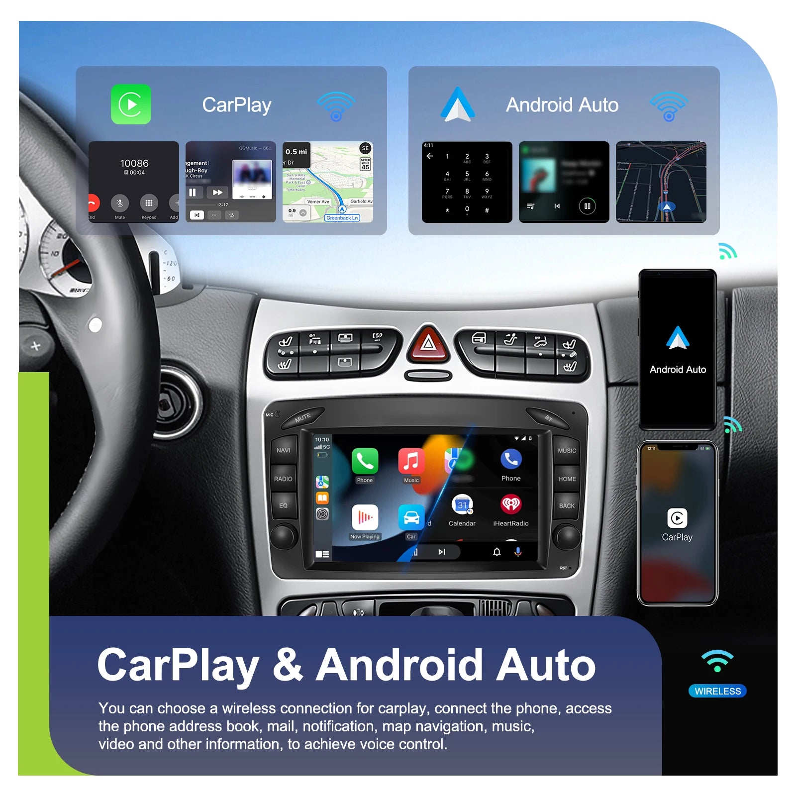 LeeKooLuu 4G Ram Android Car Radio For Mercedes Benz CLK W209 C209 W168 W203 W463 Vito Viano 1998-2006 Carplay GPS Stereo WIFI