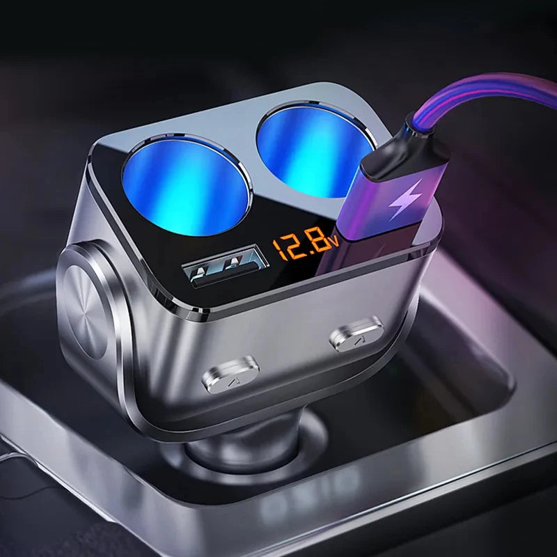 Car Cigar Jack Socket Adapter Auto Cigarette Lighter QC3.0 Fast Charger Dual USB Multi-function Socket Splitter for Car